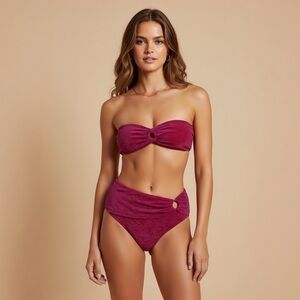 Elegant fuchsia Pink Bandeau Bikini